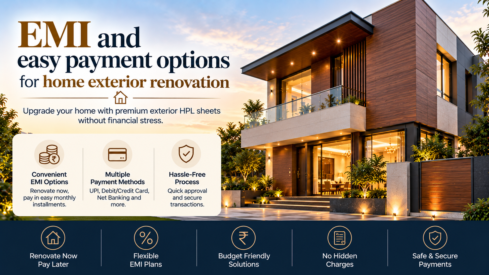 EMI and easy payment options for home exterior renovation