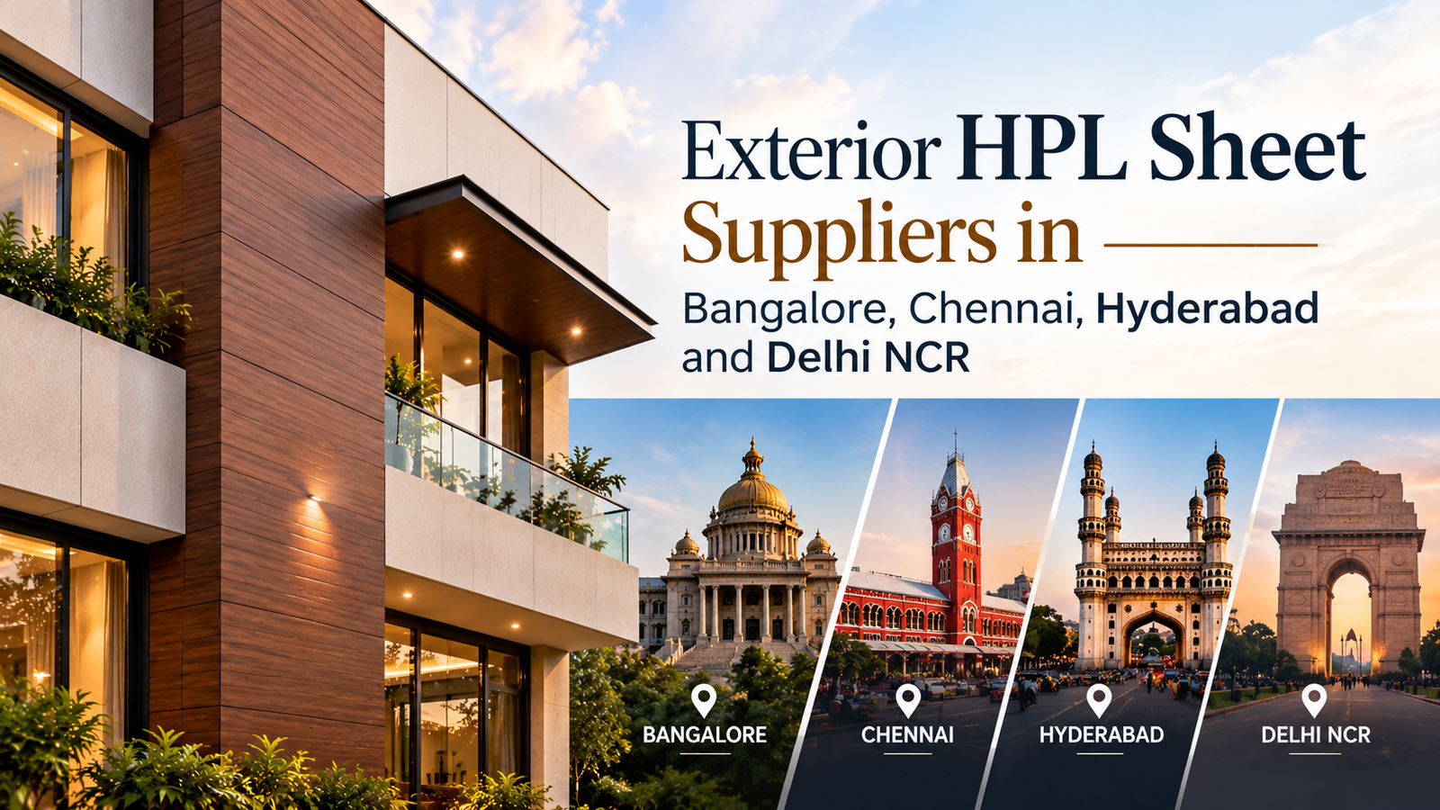 Exterior HPL sheet suppliers in Bangalore, Chennai, Hyderabad and Delhi NCR
