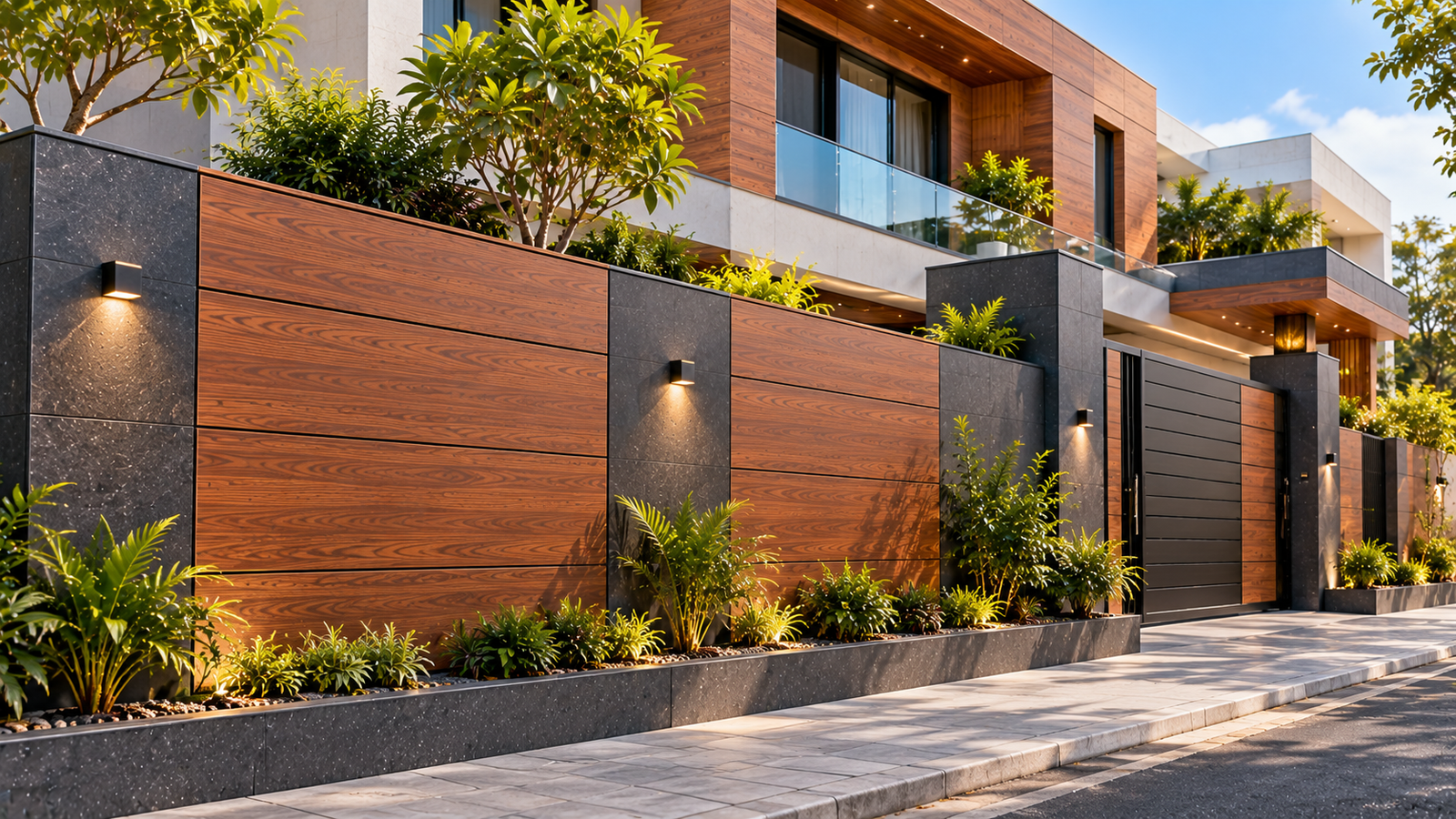 HPL Boundary Wall Design: Modern Compound Wall Ideas with Exterior Cladding